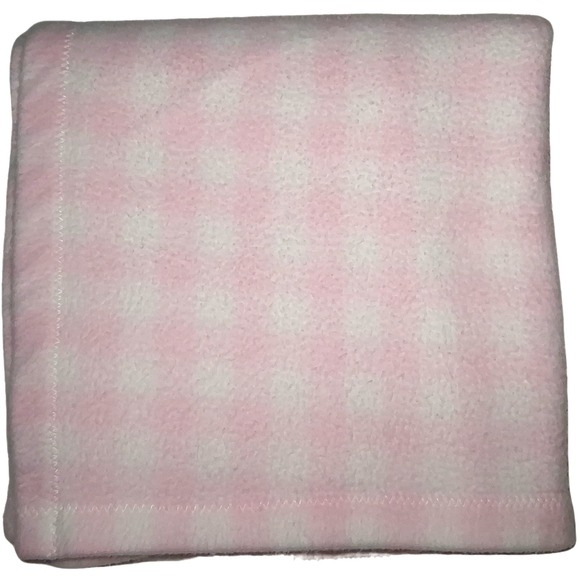 Dundee Pink White Acrylic‎ Baby Blanket Super Soft Vintage htf Lovey 45x35 Plaid